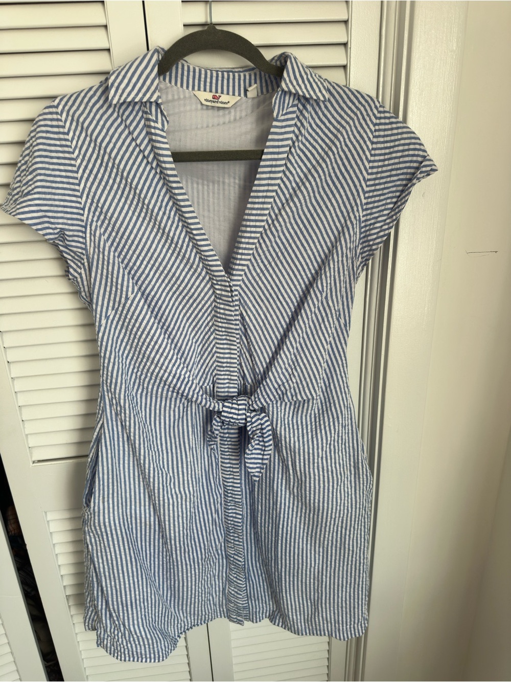 Vineyard Vines Lucaya Stripe Tie-Front Seersucker Shirt Dress